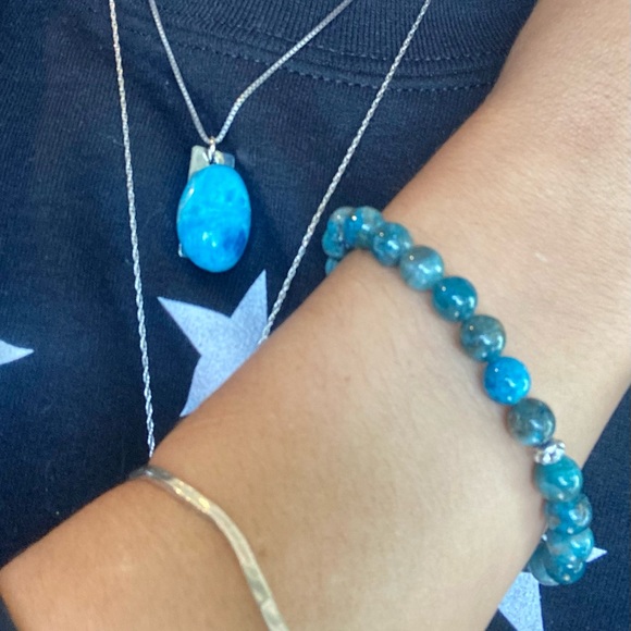 Blue Apatite Bracelet & Pendent Set - Picture 5 of 7